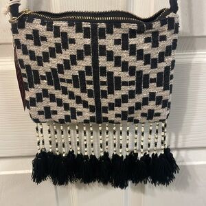 Merona Tribal Crossbody with beaded Fringe-NWT